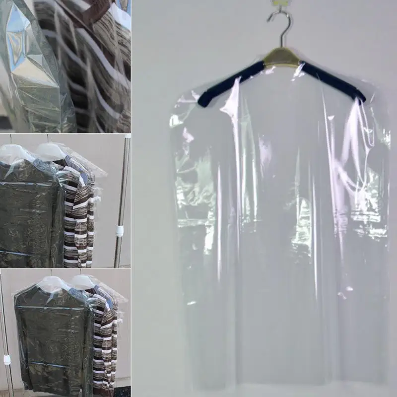 

10Pcs Non Disposable Transparent Garment Covers Suit Dress Dry Cleaner Bags Clothes Dust Cover Dry Cleaners Hanging Bag #0625