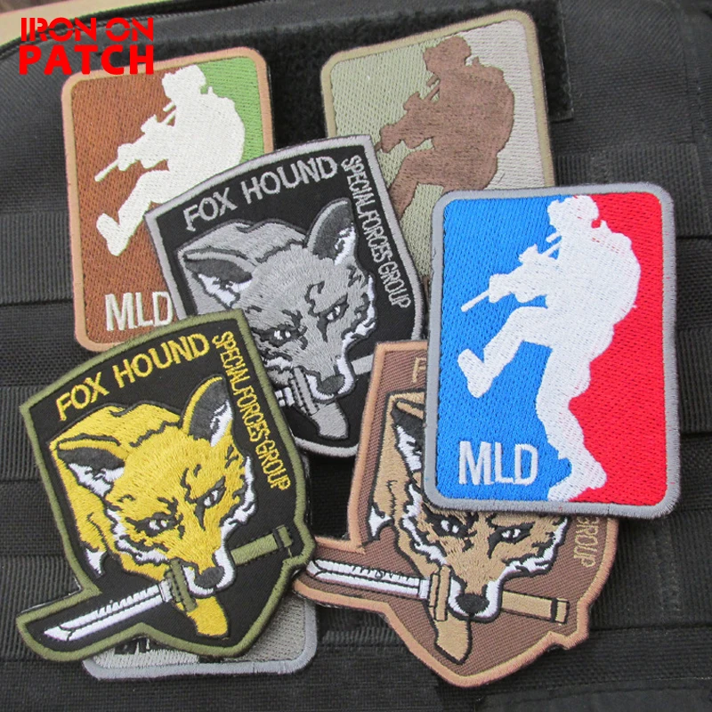 Embroidered Patches Metal Gear Solid MGS FOX Patch Hook& Loop Embroidery Stickers Military Chapter Badges For Clothes PATCH