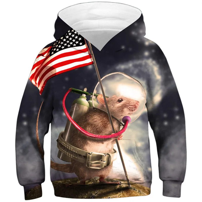 

Girl/Boy Fashion 3d Hoodies Funny Design USA Flag Animal Mouse Colorful Space Galaxy Astronauts Print Children Kids Sweatshirt