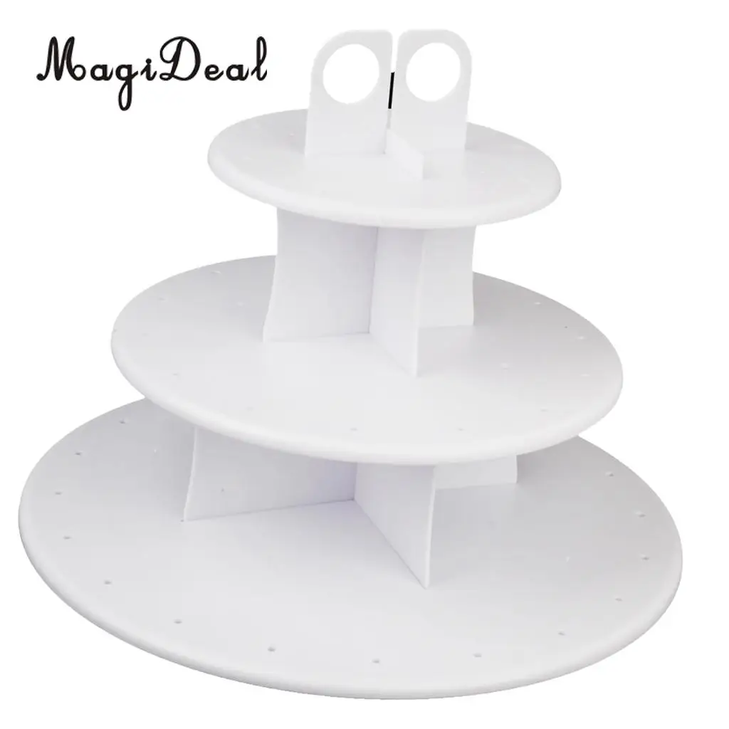 MagiDeal 3-Tier 42 Holes Plastics Cake Pop Lollipop Cupcake Display Stand Wedding Party Cupcake Display Stand (White)