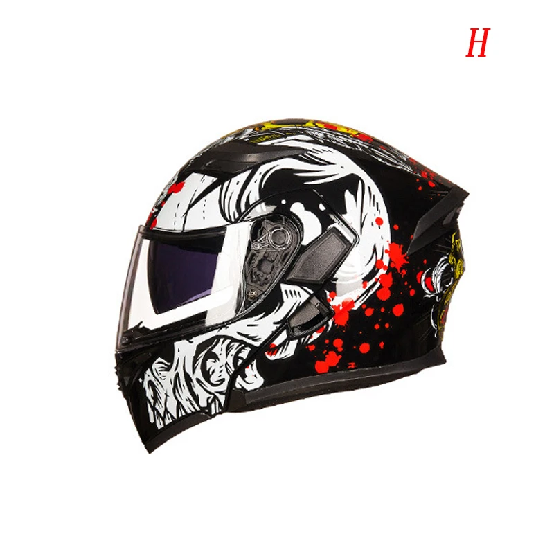 Мотоциклетный шлем двойной козырек DOT Full Face модульный откидной шлем для мотокросса уличного велосипеда гоночный дорожный цикл - Color: H