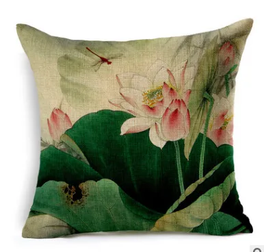 

Car Neck Rests Pillow Bolster Headrest Support Cushion Seat Cover cotton linen Lotus