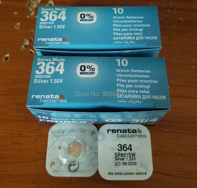 10xrenata Серебряный оксид часы батарея 364 SR621SW 621 1 55 V 100% оригинальный бренд renata