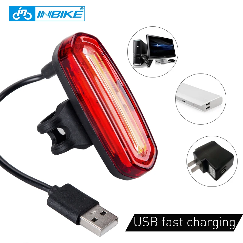INBIKE New Bike Light Bicycle Tail Light USB Rechargeable Waterproof Cycling Taillights LED COB Warning Lights NX605