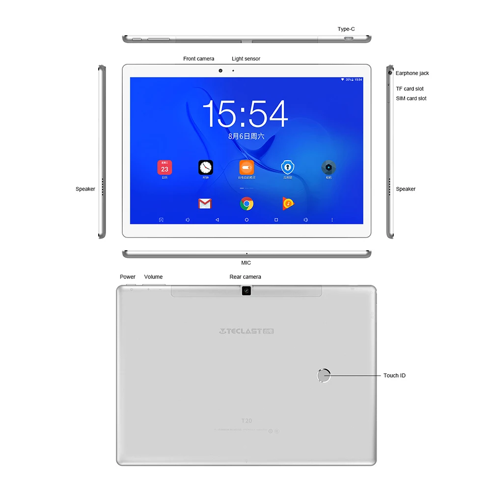 Teclast T20 4G планшеты 10 1 дюймов 2560x1600 ips объемом памяти 4 Гб/64 ГБ Android 7 0 Deca Core размер