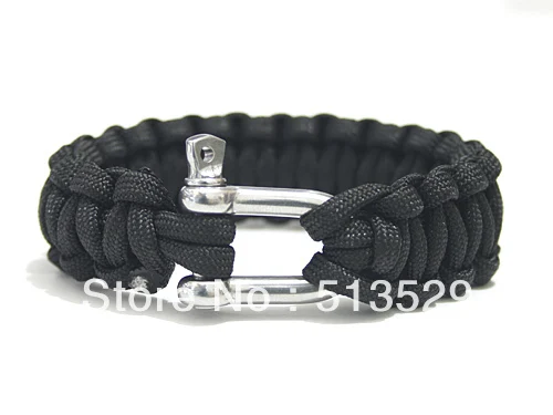 

Camping Paracord Bracelet Handmade Survival Whistle buckle with steel buckle