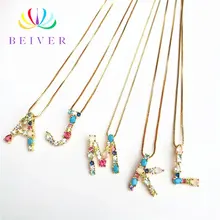 Beiver, модное ожерелье с буквами, 26 стилей, цвет желтое золото, вечерние ювелирные изделия, подарки на день матери/день валунтина, Прямая поставка