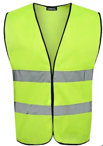 

Safety Gear Night Reflective Jacket Reflective Traffic Fluorescent Green Vest Logo Printing GM0704