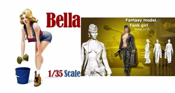 

Assembly Unpainted Scale 1/35 modern summer girl and tank girl big set Historical Resin Model Miniature Kit