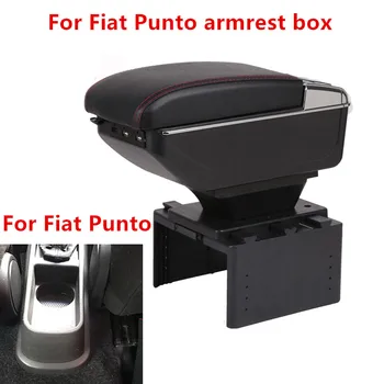 

For Fiat Punto armrest box USB Charging heighten Double layer central Store content cup holder ashtray accessories