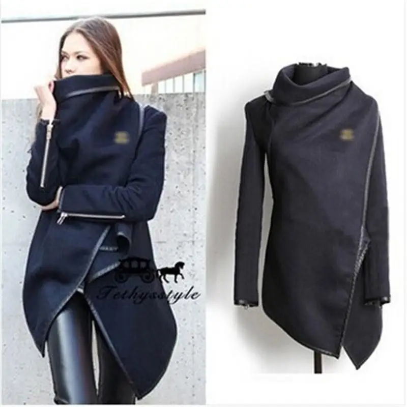 Kopen Casaco Feminino 2015 Nieuwe Mode Vrouwen Asymmetrische Geul Vrouwen Winter Wollen Overjas Wollen Jas 5 Kleuren Gratis Verzending
