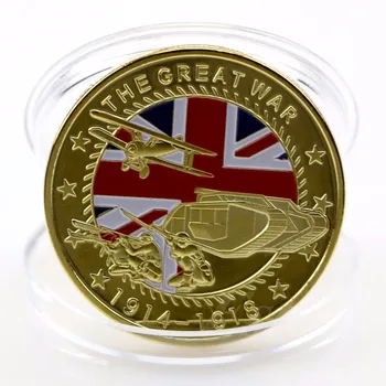 

Gold Plated 1914-1918 The Great War Passchendaele Aircraft Commemorative Coin C42