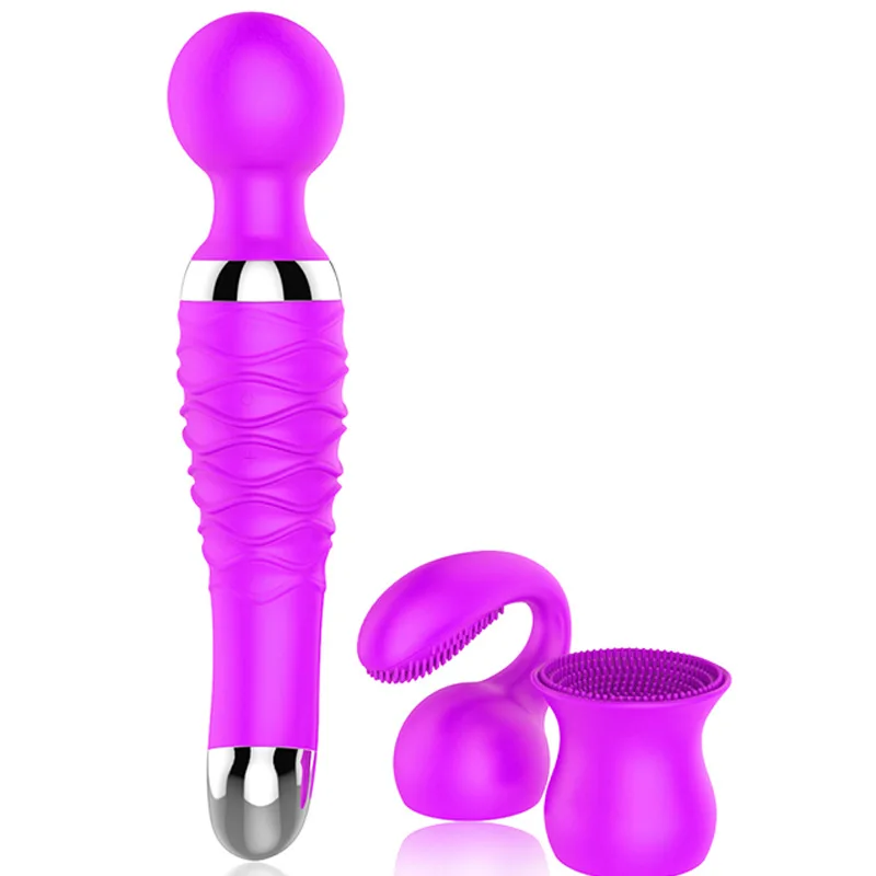 ==> [Free Shipping] Buy Best sexy vibrator 3pcs/set(vibrators rod+2 sleeve) usb rechargeable nipple g spot stimulator magic wand massager sex toys for woman Online with LOWEST Price