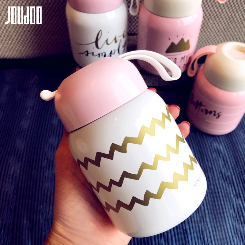 

JOUDOO Pink Portable Vacuum Flasks Mini Stainless Steel Thermal Bottle For Tea Thermocup Cute Insulated Thermo Mug Thermoses 35
