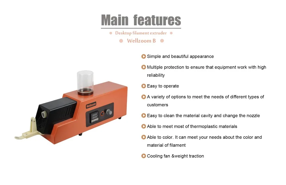 Wellzoom B desktop filament extruder 1.75mm& 3mm auto winder