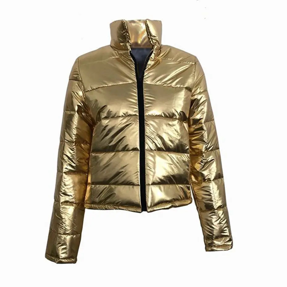 HAOYUAN PU Leather Winter Jacket Women Warm Clothes Slim Parka Zip Puffer Padded Jacket Outerwear Long Sleeve Tops Bubble Coat