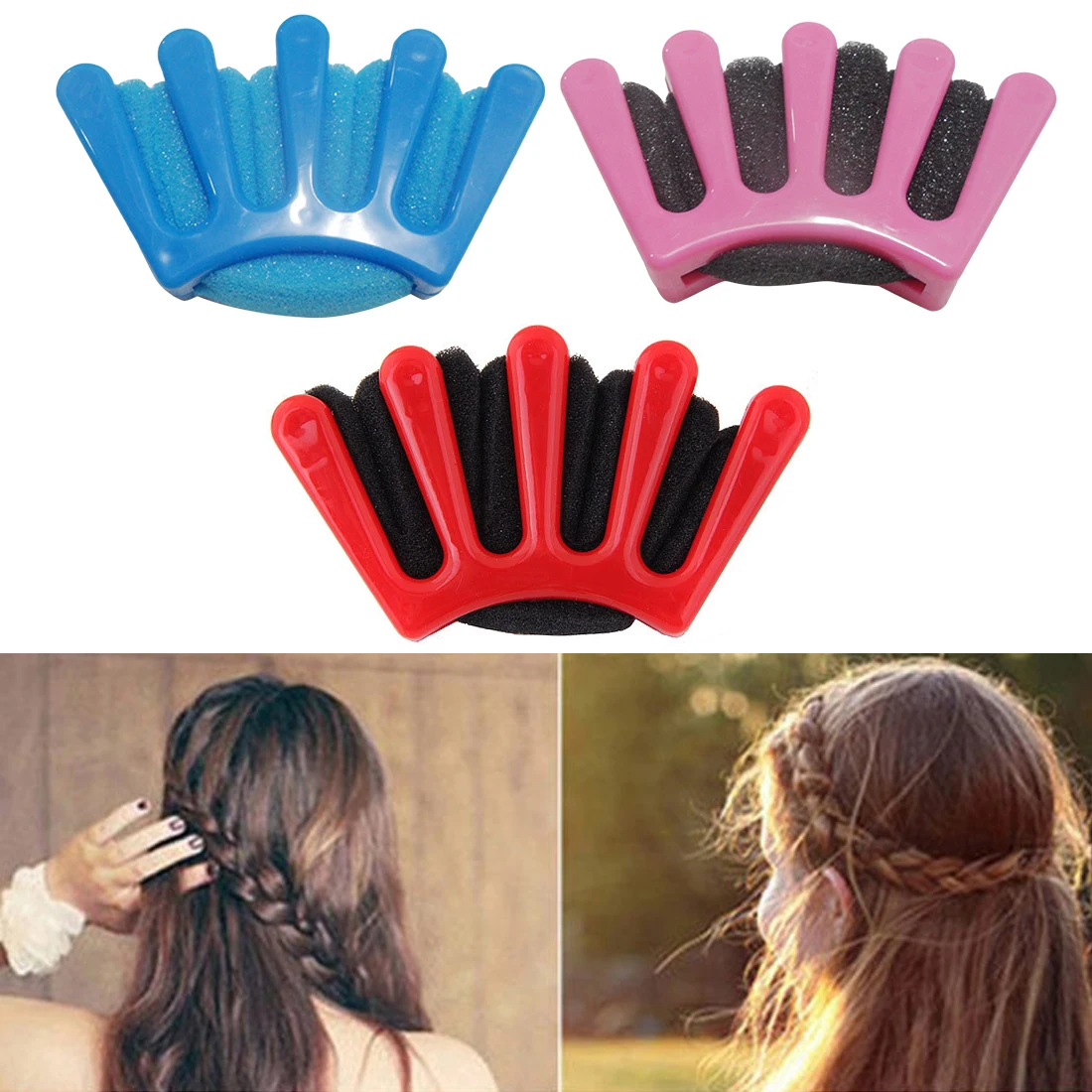 Lady Tool Sponge Weave Plait Twist Hair Braid Hairstyle Braider DIY Accessories Beauty health tools five-finger hair clipper