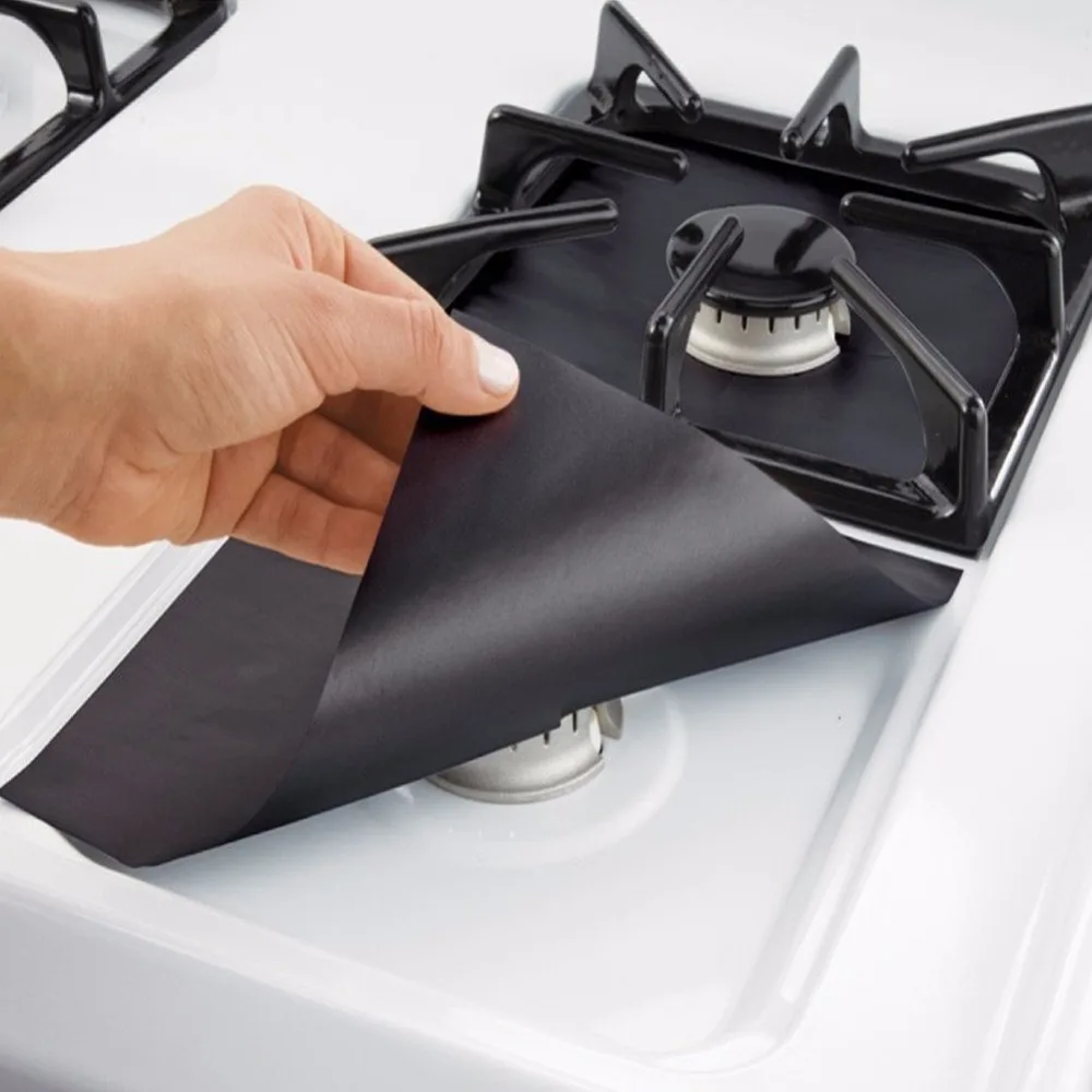 4pcs Glass Fiber Gas Stove Protectors Reusable Gas Stove Burner Cover