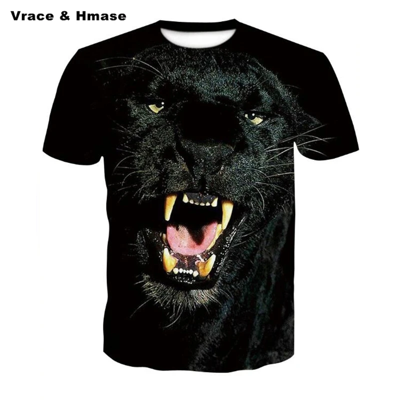 

Creative black panther pattern 3D digital printing short sleeve t shirt Summer 2019 New quality soft breathable t shirt menM-4XL