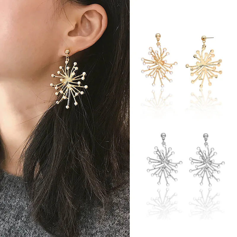

Women Snowflake Earrings Beads Decor Lady Luxury Earrings Jewelry KQS8