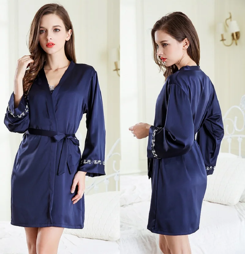 ming blue silk-like nightgowns robes (2)
