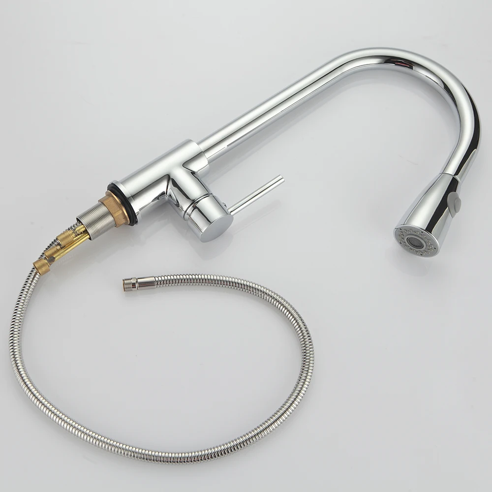 360 Degree Swivel Pull Out Kitchen Faucet Chrome Solid Brass One Handle Mixer Sink Tap Hot and Cold Water Torneira 2 Functions 360 Degree Swivel Pull Out Kitchen Faucet Chrome Solid Brass One Handle Mixer Sink Tap Hot and Cold Water Torneira 2 Functions