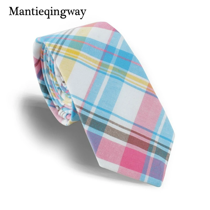 Mantieqingway 6 см Тощий Плед Галстуки для мужчин хлопок Галстуки Свадебный костюм красочные решетки галстук бренд Gravatas узкий галстук