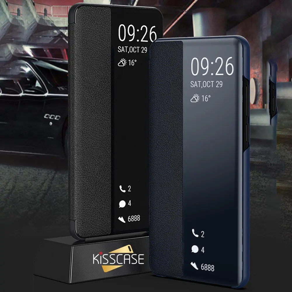 Чехол kisscase для Huawei P30 чехол P10 P20 Pro Роскошный кожаный флип-чехол с окошком
