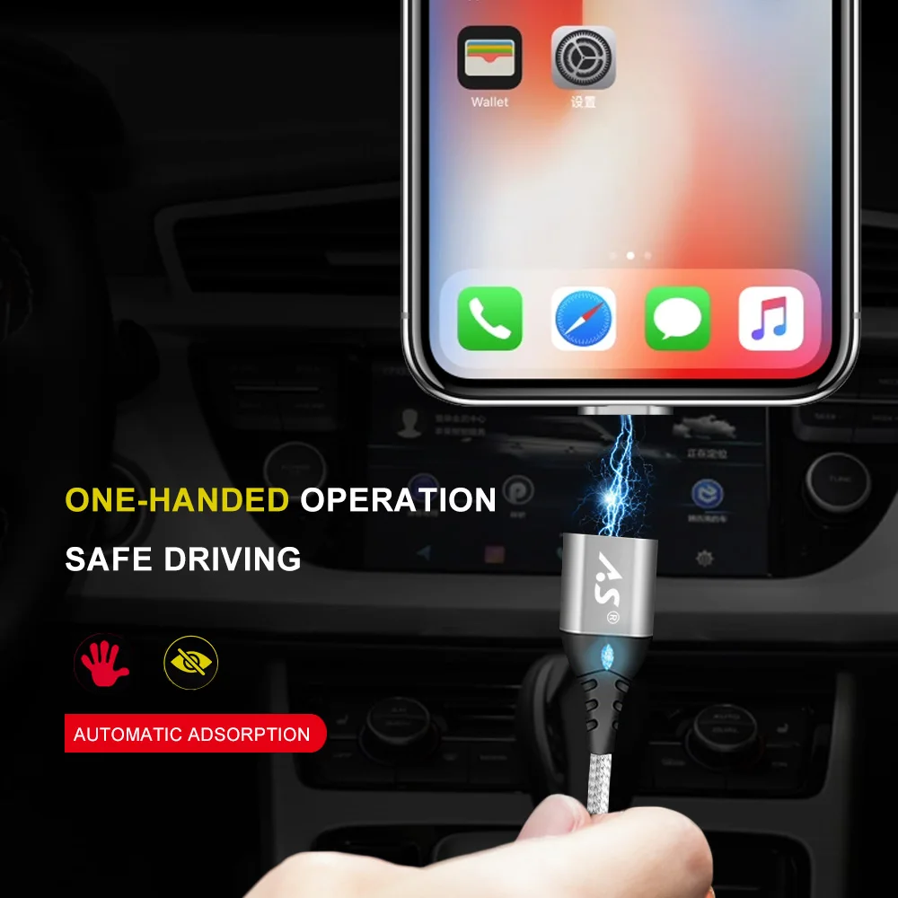 Магнитный кабель A.S 3A для iPhone X XS XR супер быстрая зарядка телефона магнитное