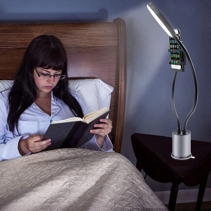 Универсальный кольцевой светильник для селфи с гибким держателем для мобильного телефона, настольная лампа с ленивым кронштейном, светодиодный светильник для офиса, кухни