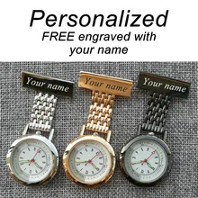 Personalized Your Name Engraved Pin Brooch BIG Count Pluse Meter Dial Luminous Hand Top Quality Stainless Fob Nurse Pocket Watch