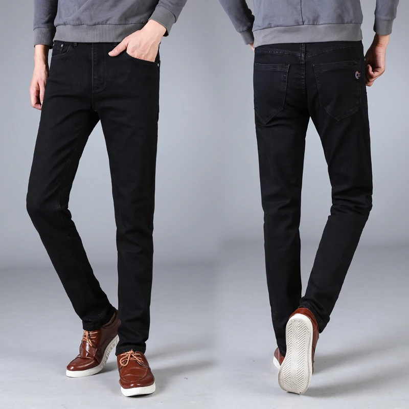 Plus size 28-42 Man Black Stretch Jeans Slim Men Elastic Straight Denim Pant High Quality Male Casual Fashion Trousers