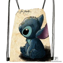 Пользовательские мультфильм Лило и стежка поцелуй походная сумка на шнурке милый рюкзак для детей(черная спина) 31x40 см#180531-02-03