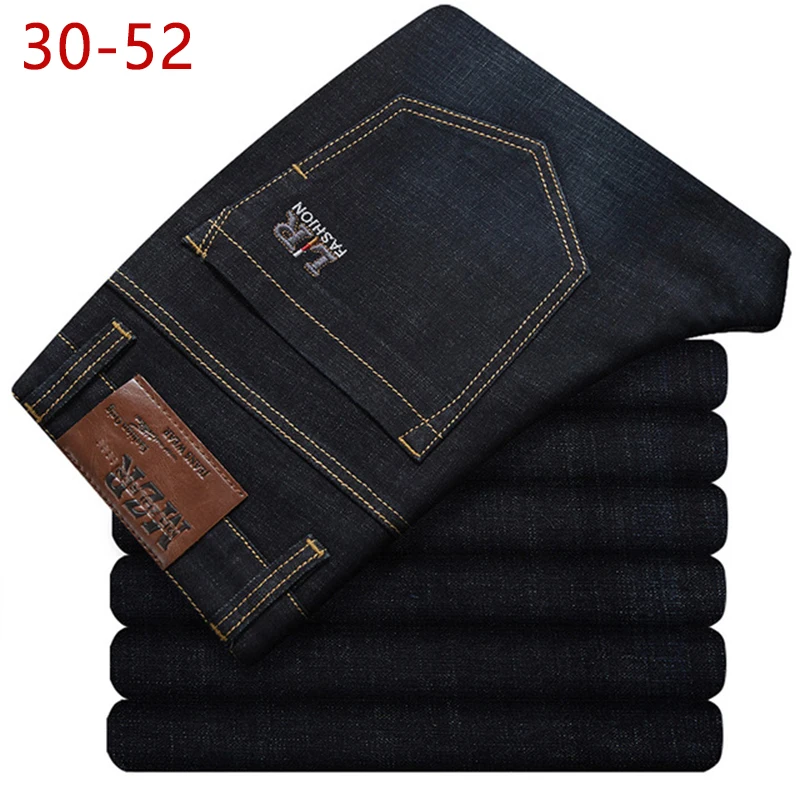 

Plus Size 30-52 Mens Spring Autumn Stretch Black Denim Jeans Casual Bggy Patns High Quality Designer Jeans Men
