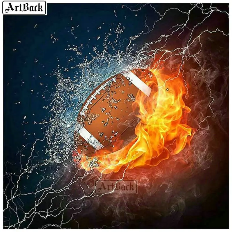 5d diy Алмазная картина Бейсбол ледяной огонь пейзаж полная квадратная Алмазная мозаика футбольный пейзаж 3d круглая Вышивка ремесла
