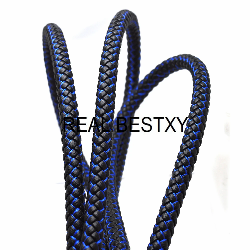 

REAL BESTXY 1m/lot 10mm Braided PU Leather Bracelet Findings Round Leather Cord String Rope DIY Necklace Bracelet Making leather