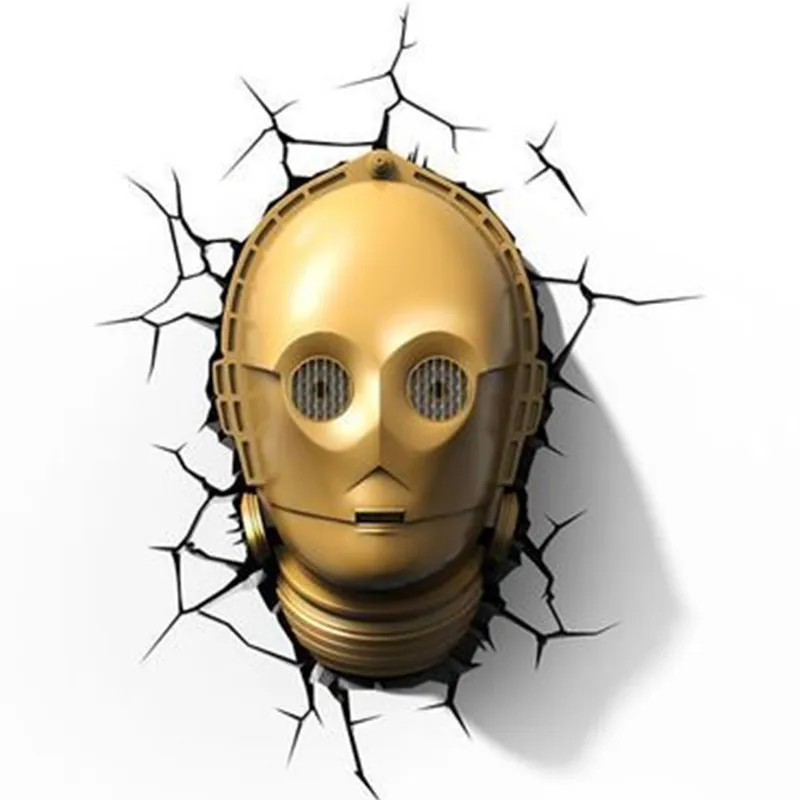 

Star Wars: The Force Awakens Tatooine C-3PO See-Threepio With LED Light 3D Decoration Wall Lamp Study Ornaments S580