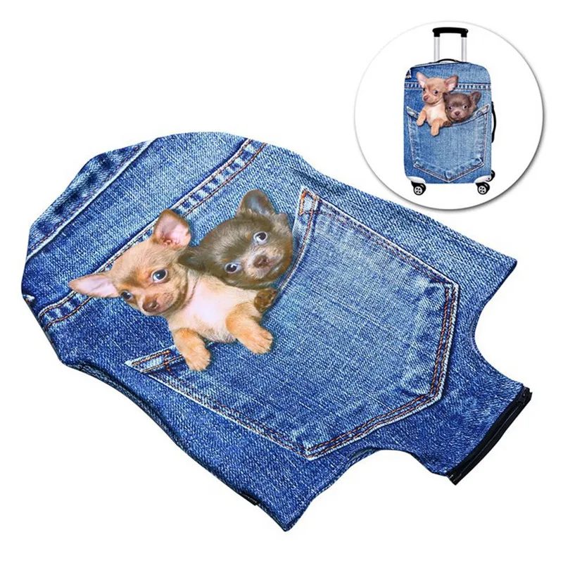 Чемодан защитный чехол на чемодан случае Пылезащитный чехол Denim Cat тележка Чехол протектор Мультфильм дорожная сумка чехол для защиты от пыли