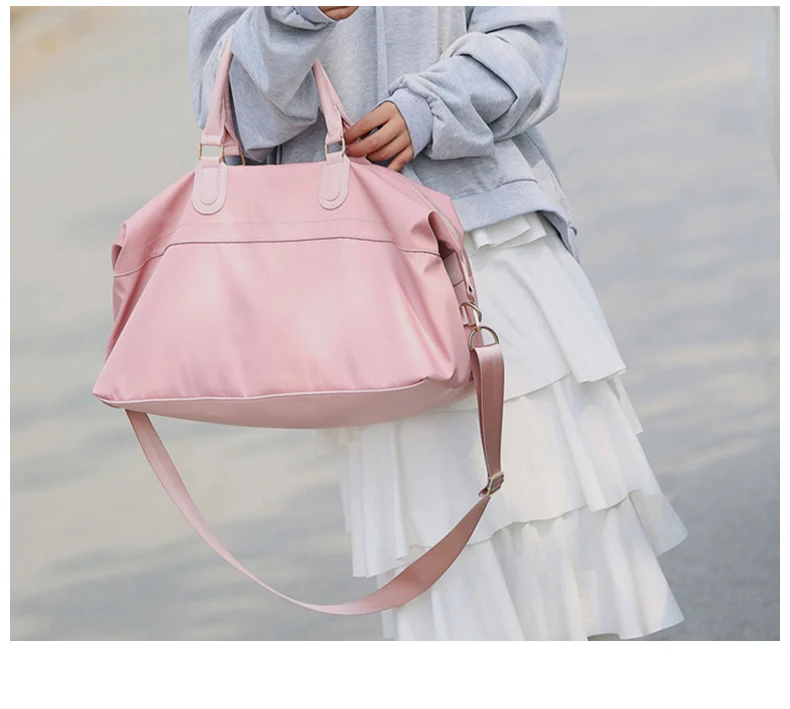 Розовые спортивные сумки для фитнеса для женщин, водонепроницаемые нейлоновые спортивные тренировочные сумки на плечо, дорожная сумка для