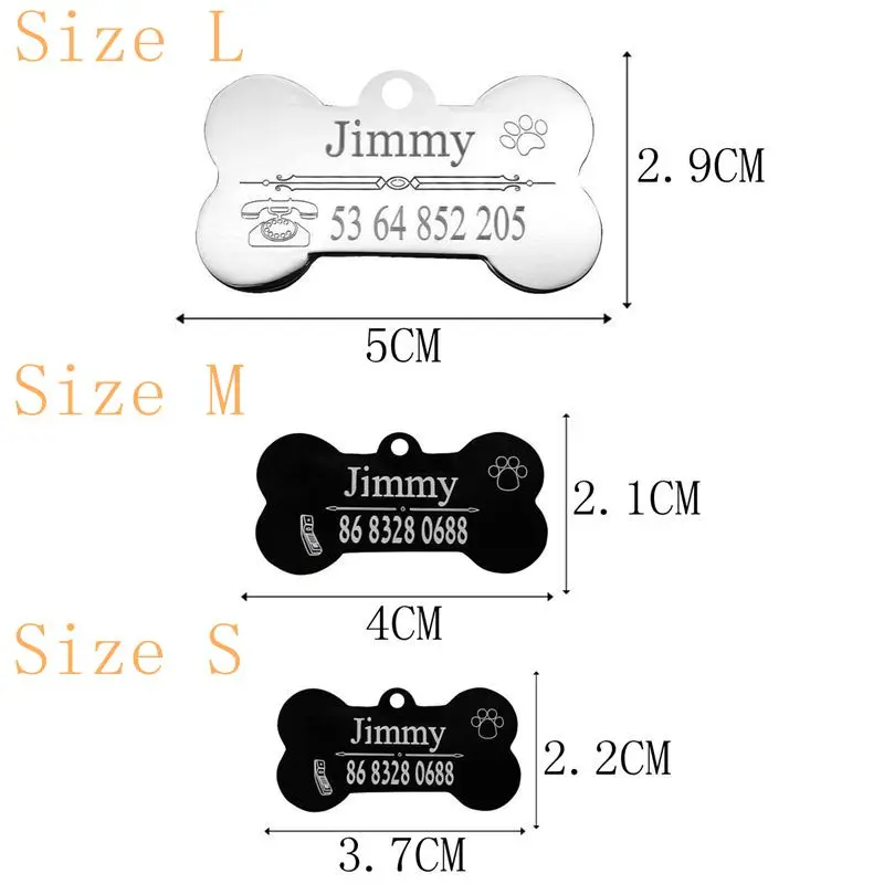 В форме кости из нержавеющей стали собака ID бирка гравировка имя и телефонные ошейники защита от потери собаки кота индивидуальные бирки