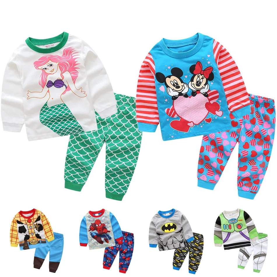 

VOGUEON Kids Pajamas Toy Story Woody Buzz Lightyear Sleepwear Children Boy Girl Mickey Minnie Elsa Homewear Clothes Set 2-7T