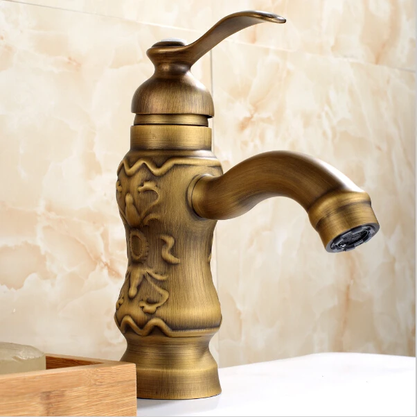 

Free Shipping Royal Antique Brass Bathroom Faucet Single Handle Long Mouth Brass Basin Sink Mixer Tap B005