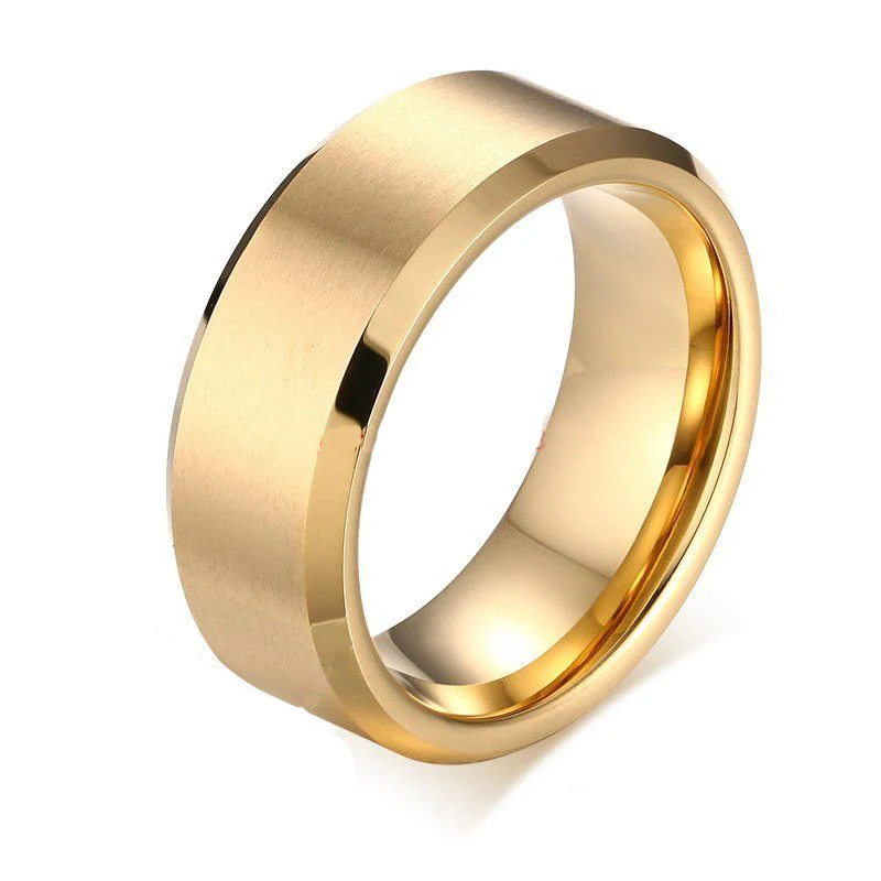 

8MM Gold Color Mens Tungsten Carbide Marriage Ring Comfort Fit Women Wedding Engagement Band Alliance Jewelry WTU051R