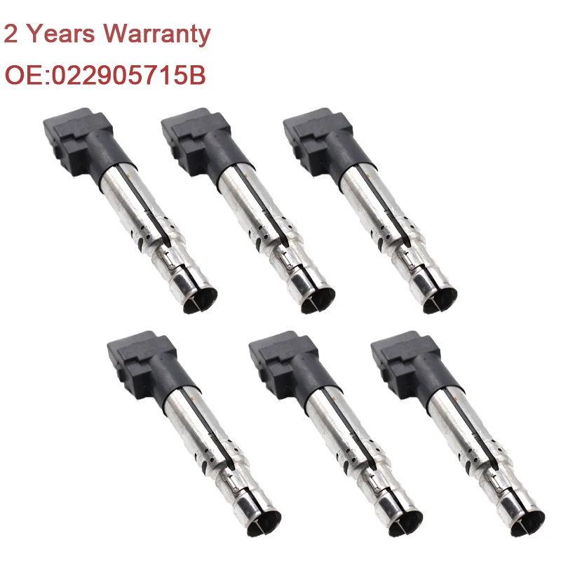 6 unids/lote entrega rápida bobina del sistema de encendido para Volkswagen Golf R32 Phaeton T5 Audi A3 TT 3,2 OE 022905715B
