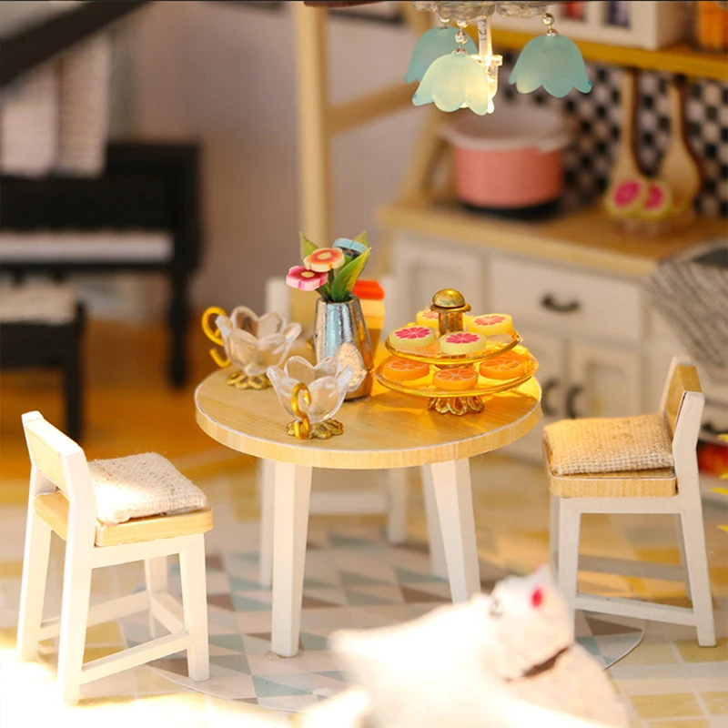 DIY Doll House Assemble Kits 3D Wooden Miniature Dollhouse With Led Furnitures Wooden House Toys For Children Birthday Gift DIY Doll House Assemble Kits 3D Wooden Miniature Dollhouse With Led Furnitures Wooden House Toys For Children Birthday Gift