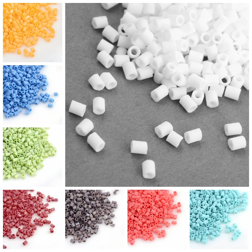 

TOHO Japan Import Opaque Glass Bugle Beads, Frosted, AB Color, Round Hole, 2x1.7~1.8mm, Hole: 1mm; about