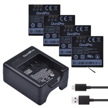 4PC 1400mAh AZ16-1 AZ16 Rechargable Li-ion Camera Battery + USB Dual Charger For Xiaomi yi Action 2 Sport Camera Accessories
