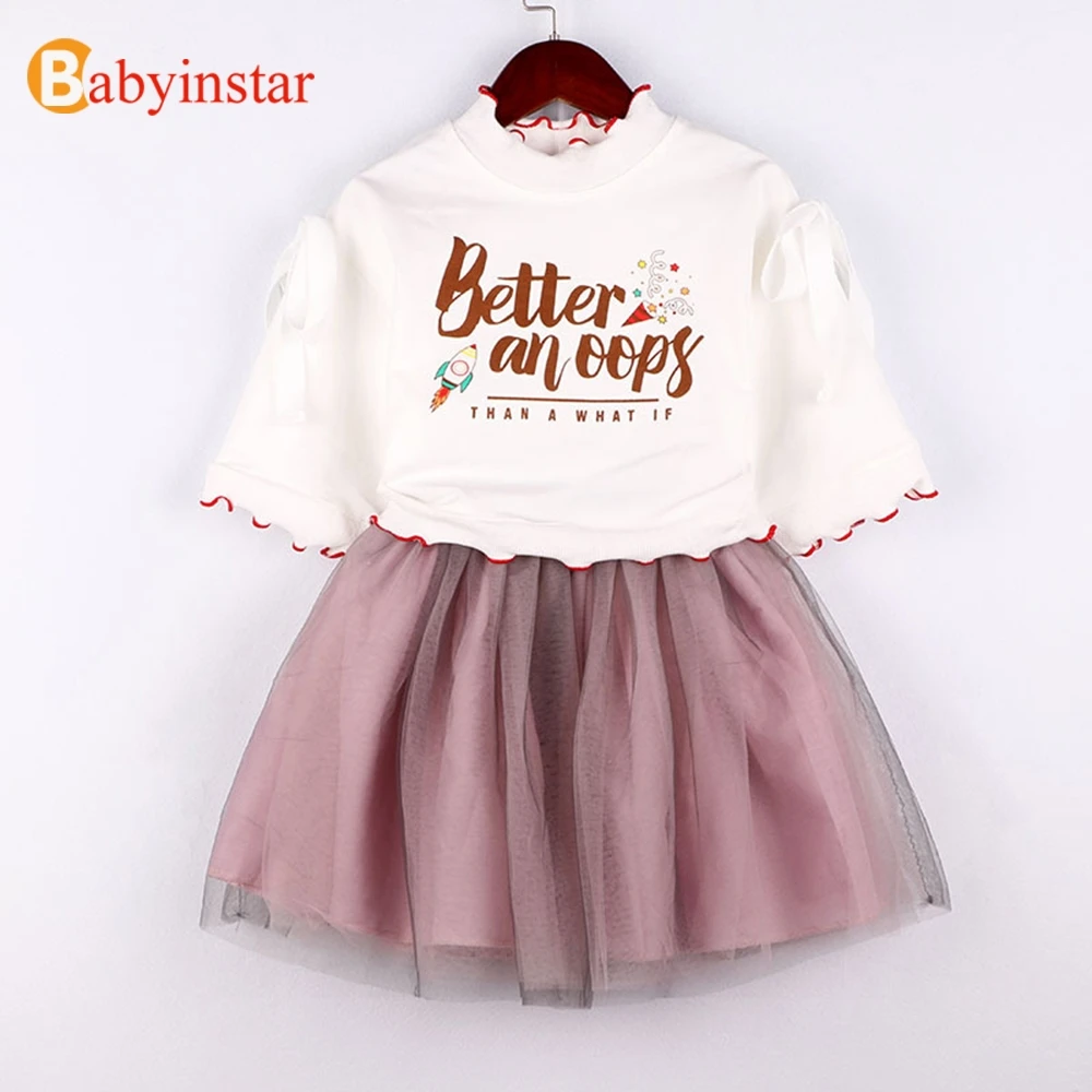 

Babyinstar Baby Girls Princess Set 2018 New Arrival Long Sleeve Tops + TUTU Skirts 2Pcs Girls Clothes Toddler Children's Suit