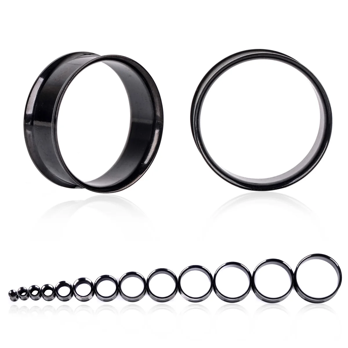 1 Pair Black Stainless Steel Ear Stretcher Expansion Shellhard Hollow Ear Gauges Plugs Flesh Tunnels Body Piercing Jewelry