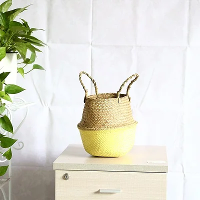 WHISM Seagrass корзинка ручной работы складной ротанг цветочный горшок соломенная плетеная корзина для белья домашний декор васман - Цвет: Style 5